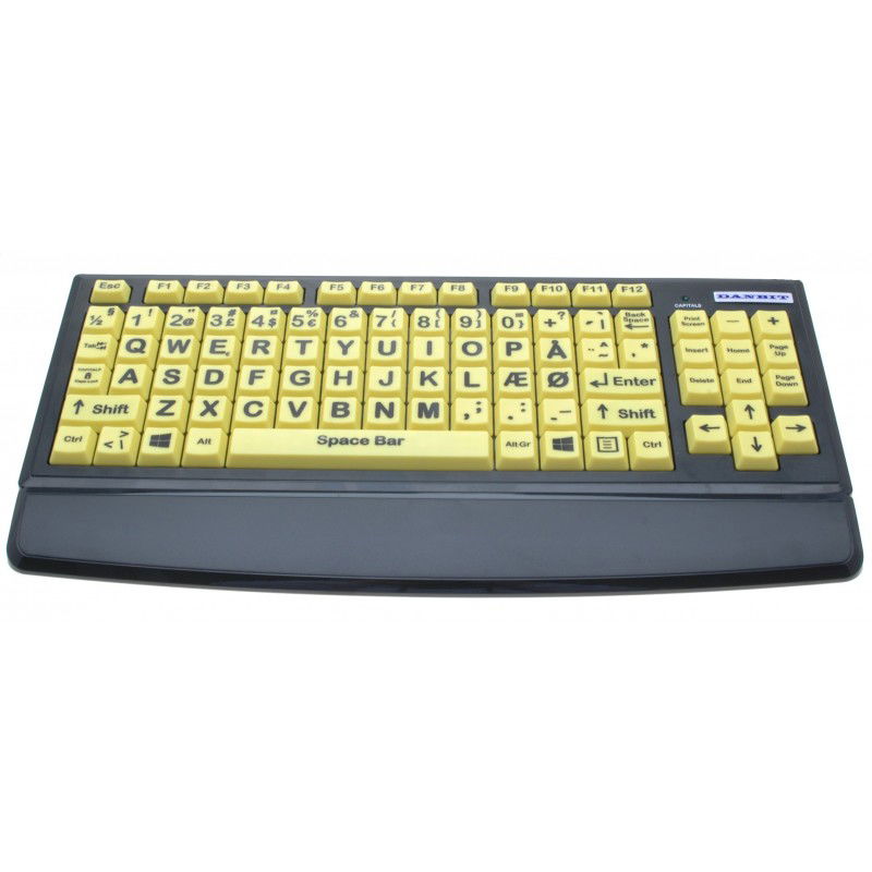 Oversized USB keyboard til svagtseende, handicappede eller børn, dansk layout, indbygget USB HUB, høj kontrast Oversized USB keyboard til svagtseende, handicappede eller børn, dansk layout, indbygget USB HUB, høj kontrast