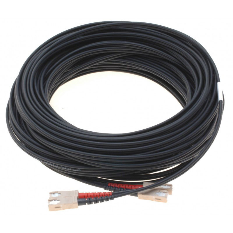 Fiberoptisk kabel med fleksibel armering af rustfrit stål - multimode SC, 100 meter Fiberoptisk kabel med fleksibel armering af rustfrit stål - multimode SC, 100 meter